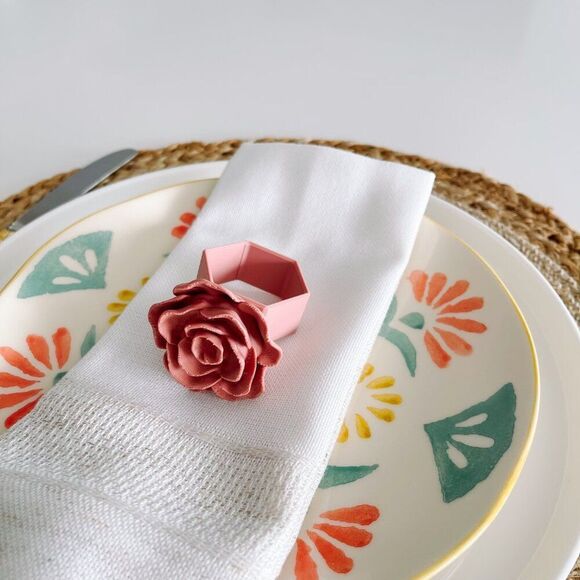 Elegant Rose Napkin Rings – Dusty Rose - Handmade - Wedding Party Event Planner - Picture 10 of 15